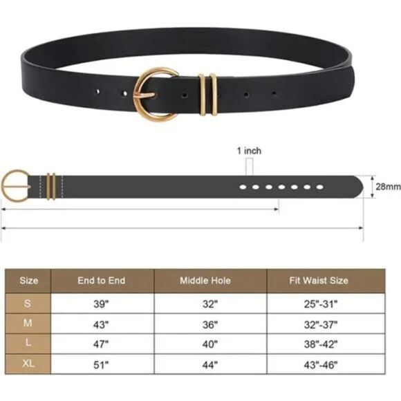 2 Pack Women's Leather Belts for Jeans Dresses Fashion Gold Buckle Ladies Belt - Picture 3 of 6